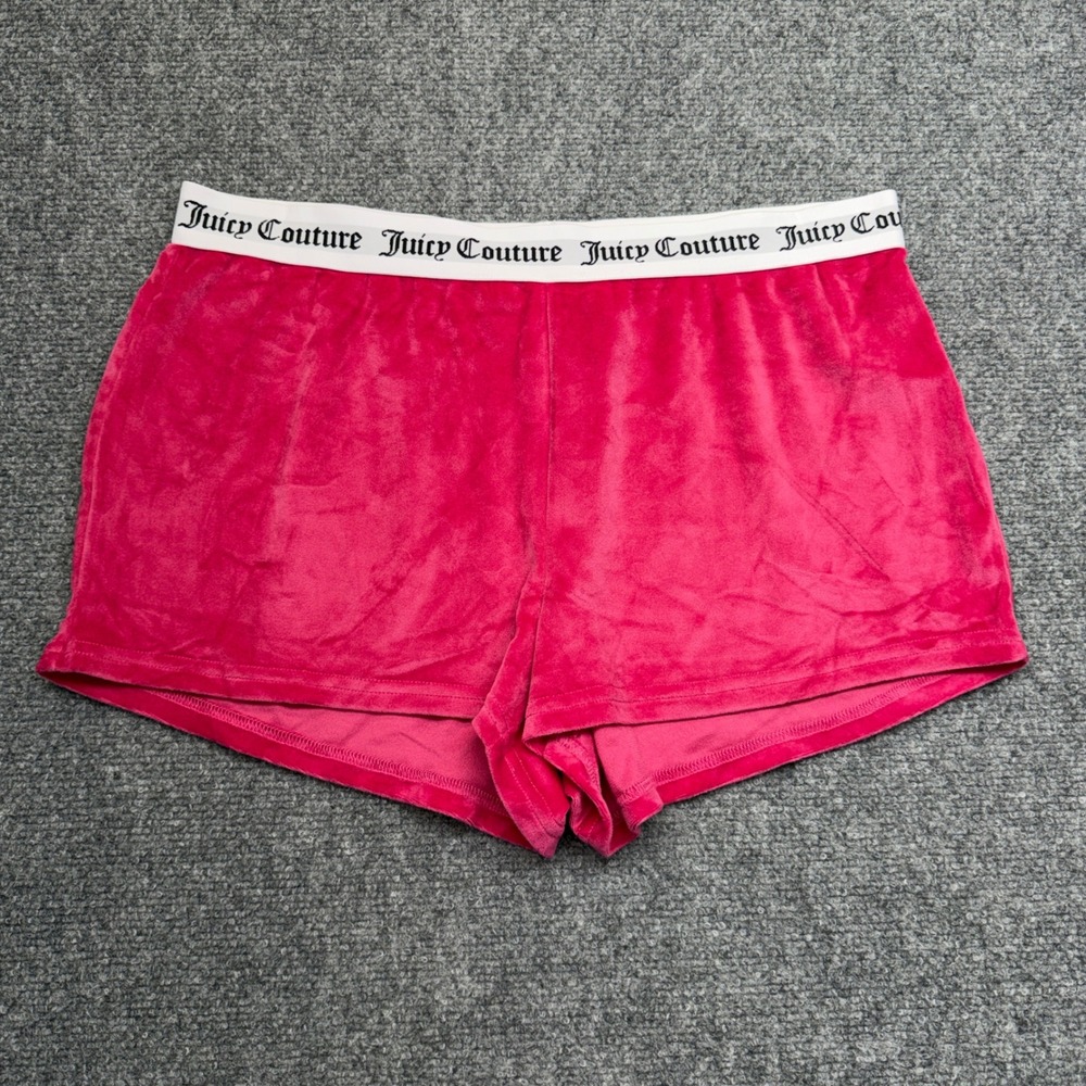Juicy Couture Pink Velour Sleep Shorts Rhinestone Logo Y2K Lounge Medium Q101